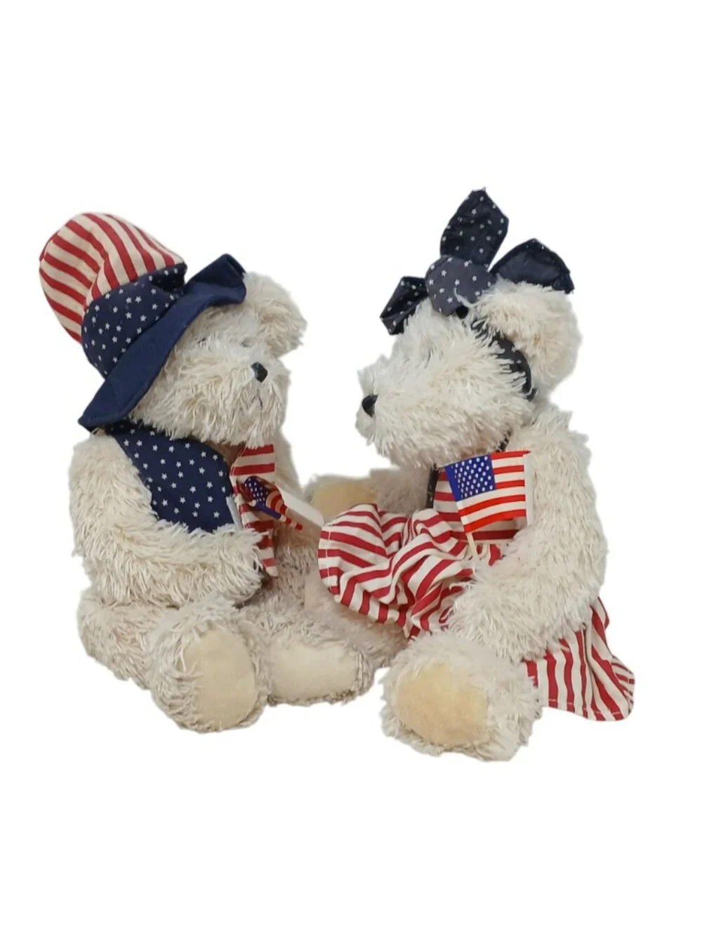 2 Patriotic Terrys Village Plush Bear Americana Outfit Flags Anthropomorphic #S1